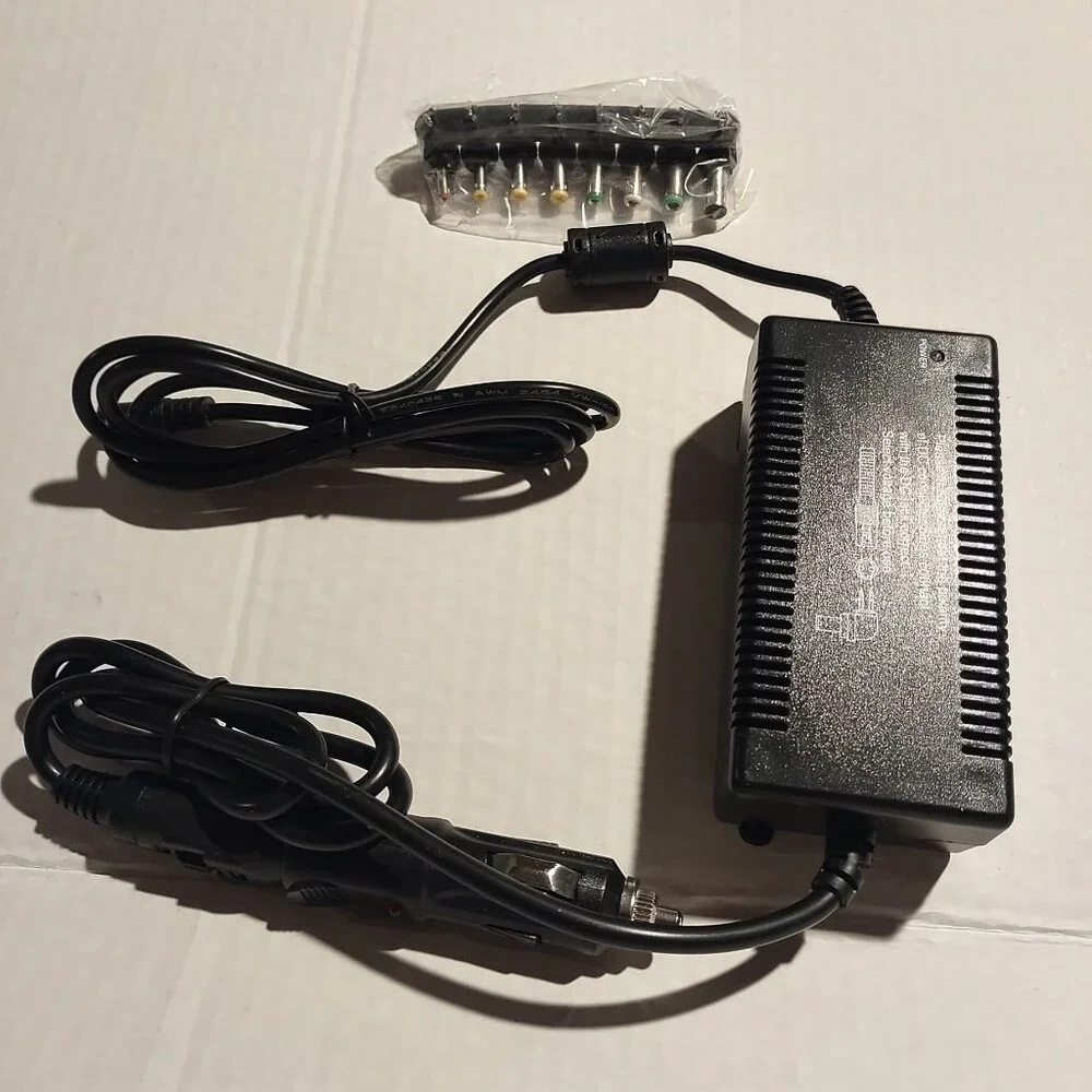 Universal 12V Laptop Car & Airplane Adapter With Multiple Tips-VTG-NEW